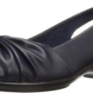 Women's Fantasia Heeled Sandal Size 9 Navy Peep Toe Padded Footbed Comfort